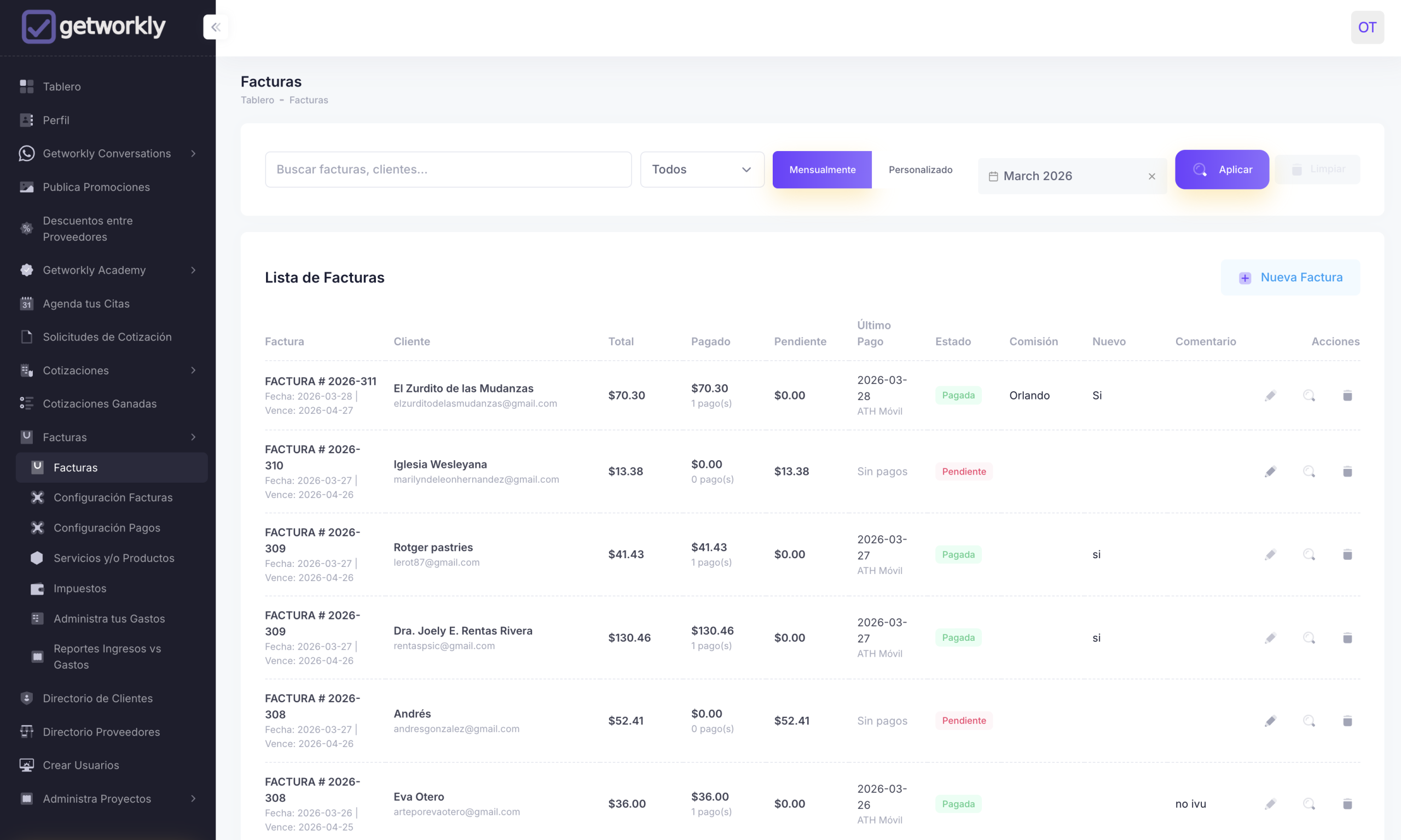 Dashboard de Facturas